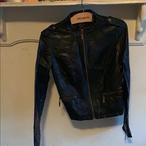 Faux leather motorcycle jacket